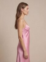 Womens Elegant Satin Midi Slip Dress with Spaghetti Straps - Image 5