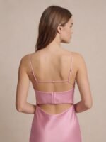 Womens Elegant Satin Midi Slip Dress with Spaghetti Straps - Image 6