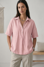 Women's Short-Sleeved Button Blouse - Image 3