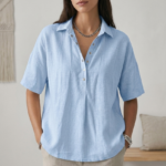 Women's Short-Sleeved Button Blouse