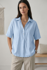 Women's Short-Sleeved Button Blouse