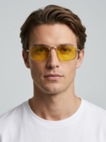 Men's Bold Rectangular Sunglasses in Metal Frame - Image 4