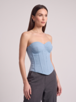 Women's Denim Tube Crop Top with Back-Tied Detail - Image 4