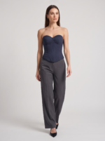 Women's Denim Tube Crop Top with Back-Tied Detail - Image 7