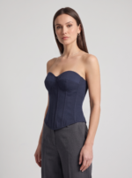 Women's Denim Tube Crop Top with Back-Tied Detail - Image 9