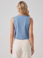 Women's Denim Sleeveless Top with Bow Ties - Image 7