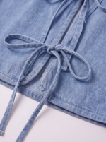 Women's Denim Sleeveless Top with Bow Ties - Image 9