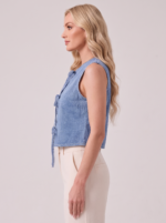 Women's Denim Sleeveless Top with Bow Ties - Image 8