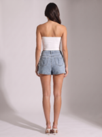 Women's Vintage Denim Mini Skort with Overlap Waist - Image 2