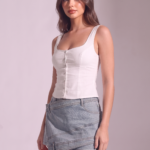 Women's Edgy Strap Top with Button Details