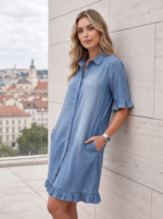 Women's Ruffled-Edge Casual Dress with Short Ruffle Sleeves - Image 6