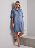 Women's Ruffled-Edge Casual Dress with Short Ruffle Sleeves - Image 4