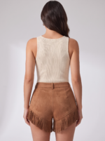 Women's Retro Western-Style Tassel Suede Shorts - Image 2