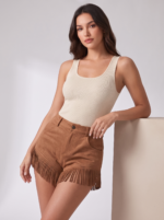Women's Retro Western-Style Tassel Suede Shorts - Image 3
