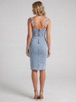 Women's Denim Suspender Dress with Slit - Image 3