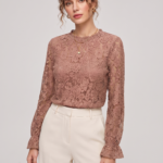 Women's Lace Hollow Long Sleeve Shirt