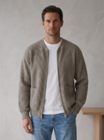 Men's Knitted Cardigan with Funnel Neck