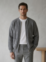 Men's Knitted Cardigan with Funnel Neck - Image 8