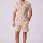 Mens Two Piece Summer Set with Short Sleeve Shirt and Shorts