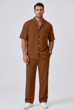 Men's Short Sleeve Shirt and Trousers Set - Image 2