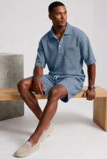 Mens Casual Two Piece Summer Set with Polo Shirt and Shorts - Image 3