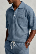 Mens Casual Two Piece Summer Set with Polo Shirt and Shorts - Image 4