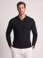 Men's Slim Fit Long Sleeve Polo Shirt - Image 4