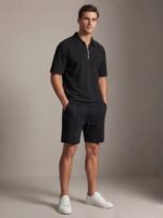 Mens Casual Two Piece Summer Set with Zip Polo Shirt - Image 5