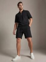 Mens Casual Two Piece Summer Set with Zip Polo Shirt - Image 6