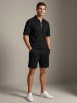 Mens Casual Two Piece Summer Set with Zip Polo Shirt - Image 10