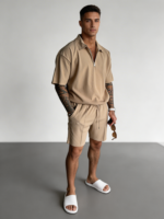 Mens Casual Two Piece Summer Set with Zip Polo Shirt - Image 11