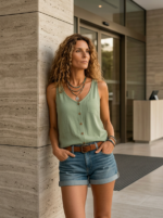 Women's Tank Top Airy V-Neck Sleeveless Summer Style - Image 4